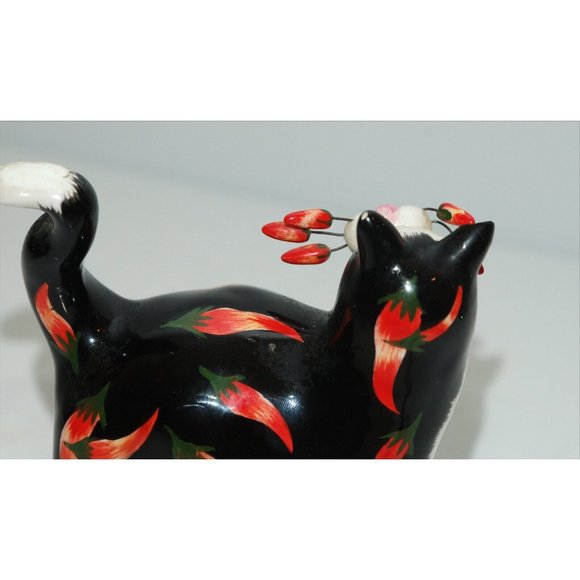 Hot Pepper Cat by Amy Lacombe 2002 Willets Designs #86058 signed Red black - Picture 4 of 6